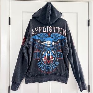 Affliction, American Customs MC Eagle, Full Zip Hoodie, Jacket, Y2K, Grunge, L